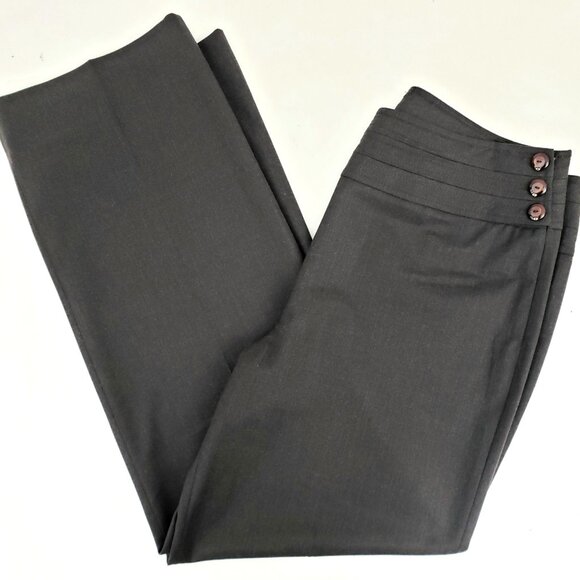 Escada Stretch Wool Pant Size 10 EU 40 Brown Side Zip Button Accent 30" Inseam - Picture 1 of 11
